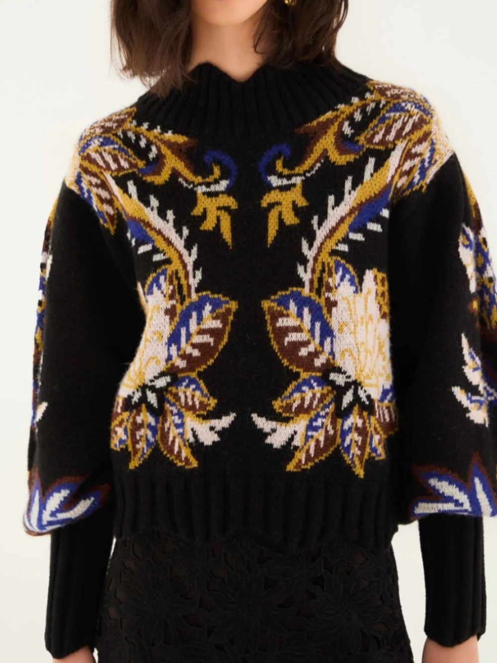 NWT Farm Rio Sweater w/Floral Knit